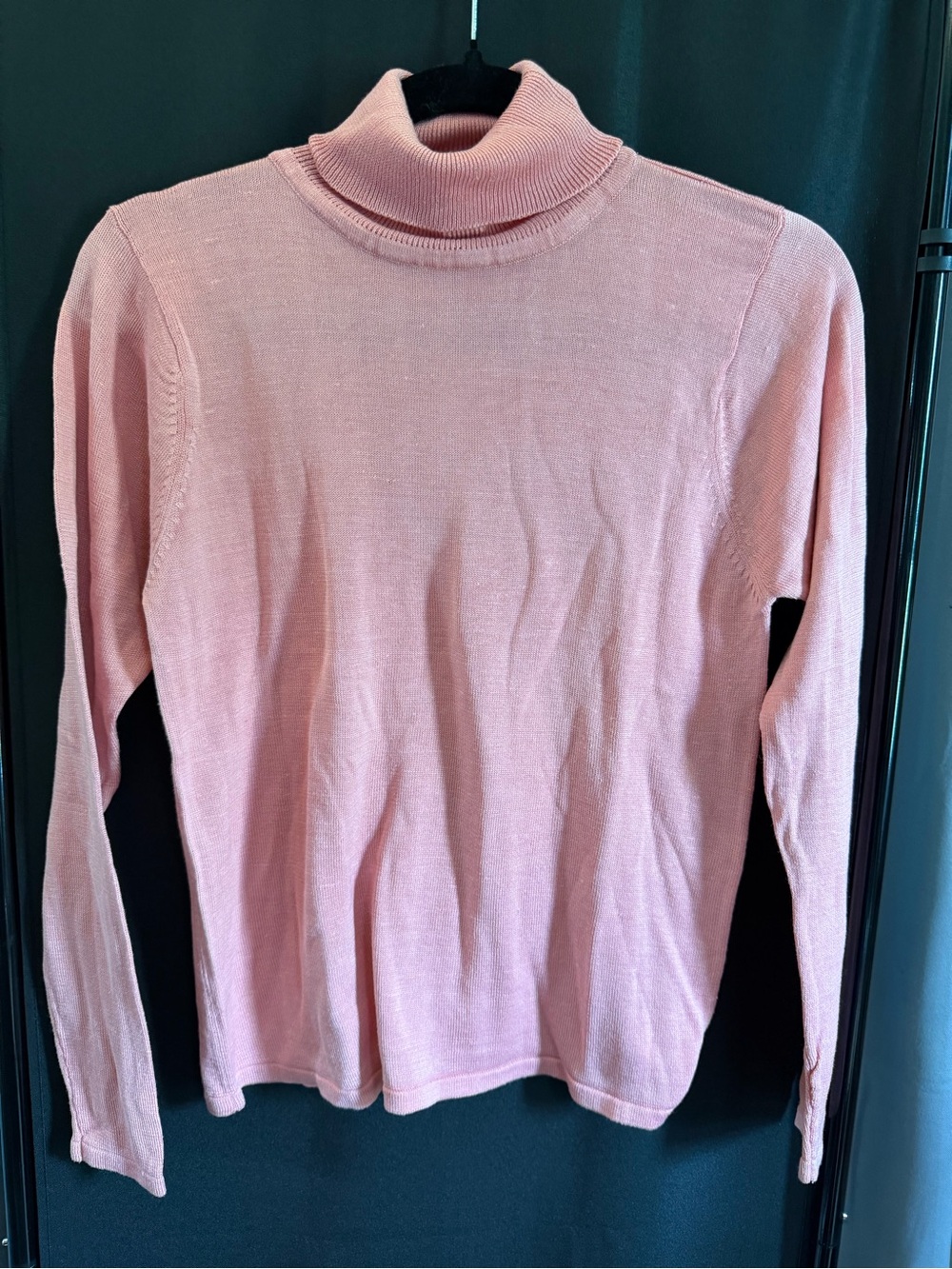 Women's Pink Turtleneck Sweater - 100% Silk